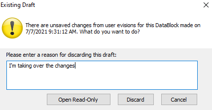The option to open as Read-Only, or take control of the original state of the report or DataBlock. 